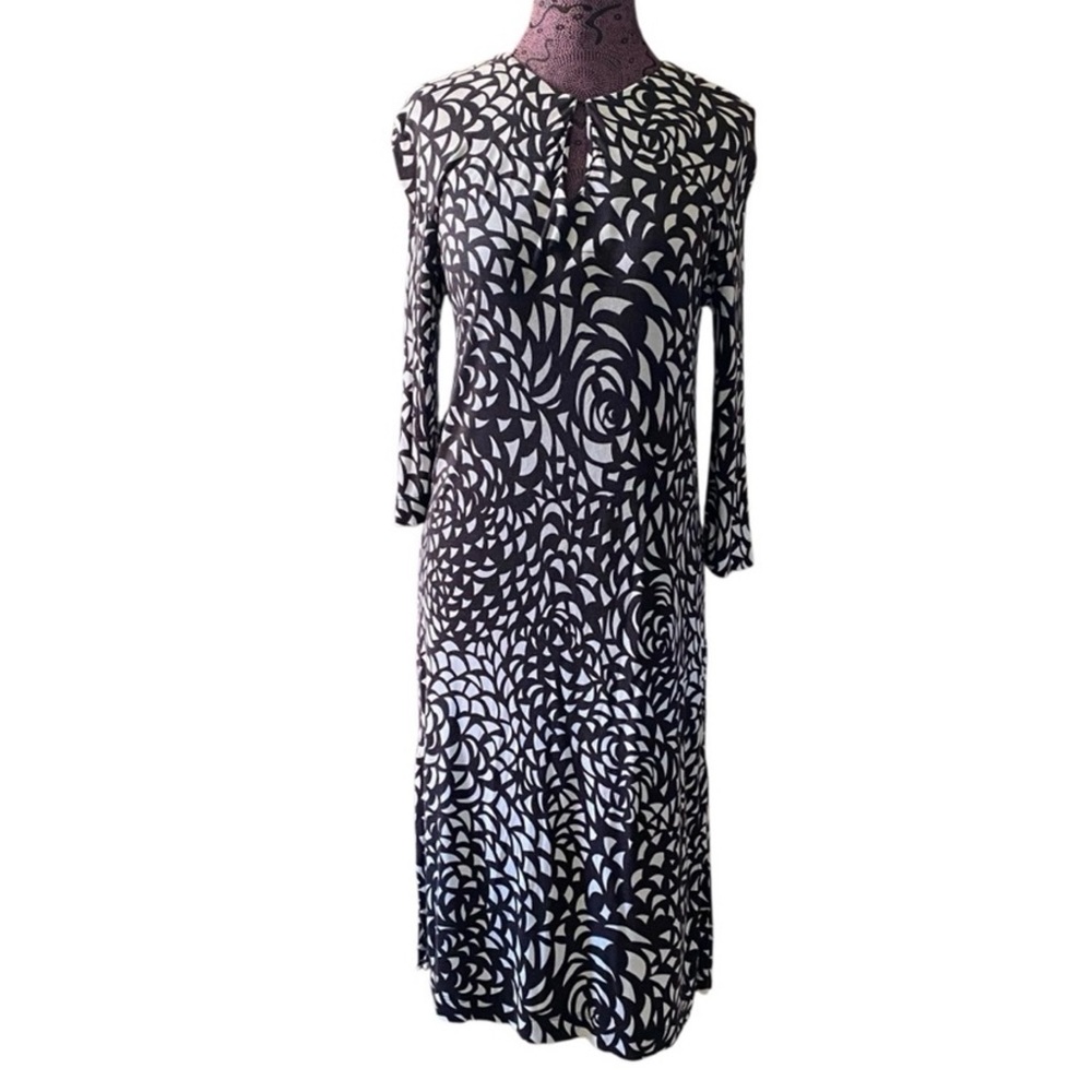Marimekko Black and White Swirl Long Sleeve Dress